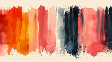 Poster - A hand drawn seamless stripe pattern with short vertical brushstrokes in organic colors. Perfect for wallpaper, home decor, spring summer fashion fabrics, textiles, invitations, backgrounds, and