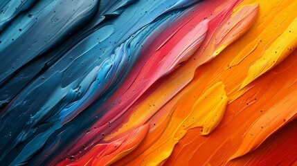 Poster - Background with stripes of multicolor and teal. Ink texture on paper.