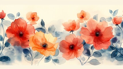 Poster - Textiles and decorative items can benefit from this summer floral pattern with its look of unfinished watercolors
