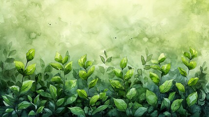 Poster - Background handpainted in green watercolors