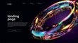 landing page template with bright fluid holographic infinity ring torus