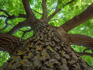 Wall Mural - A tree trunk with moss growing on it