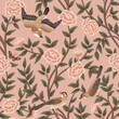 Vintage botanical garden tree, birds, butterfly floral seamless pattern pink background. Exotic chinoiserie wallpaper.	
