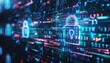 © chartchai - A blue and orange computer screen with a blue lock on it by AI generated image