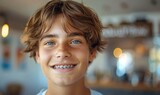 Fototapeta  - A smiling young man with transparent correctional braces