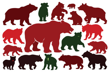 Wall Mural - set of bear Silhouette Vector design vector