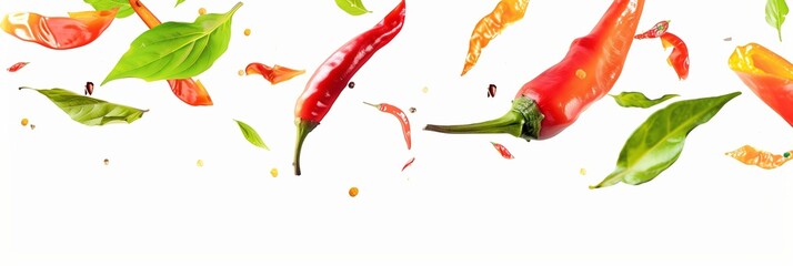 Wall Mural - chili peppers isolated on white background