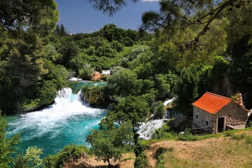 Canvas Print - Krka waterfalls, nature of Croatia