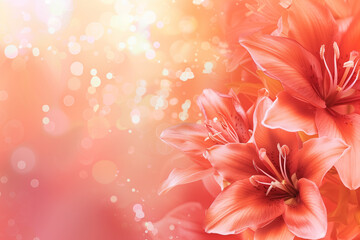 Poster - Celebration. Flower arrangement. Petals and blurred lights with bokeh. Background image. Created with Generative AI technology.