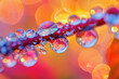 Droplet Refractions on Berry Twig with Bokeh