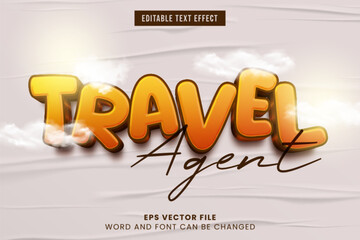 travel agent 3d editable vector text effect