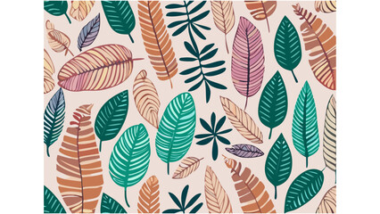  Tropical leaves floral pattern vector illustration