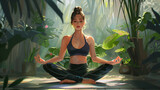 Fototapeta Big Ben - person meditating yoga in the lotus pose