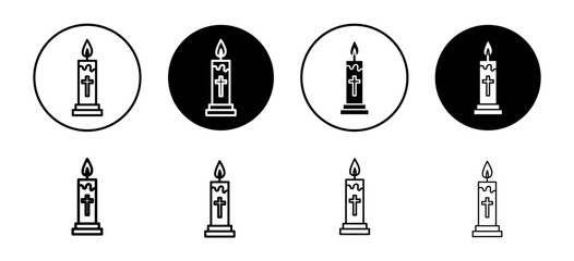 Easter candle burning in christian religion in hope of holy Jesus Christ icon. god fire or flame for prayer and worship at night in catholic church set