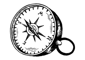 Wall Mural - Vintage compass engraving PNG illustration