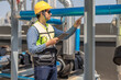 © SpaceOak - HVAC technician analyzes mechanical, electrical, plumbing systems with energy efficiency plan