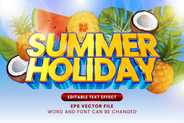 Wall Mural - Summer holiday colorful 3d editable vector text effect