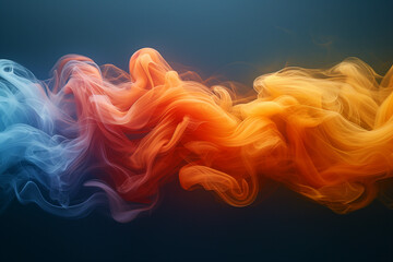 Wall Mural - Vibrant smoke in rainbow hues creates abstract shapes against a dark background.