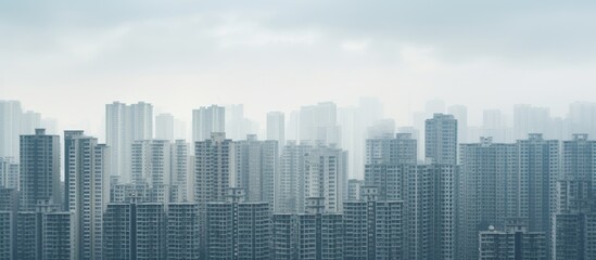 Wall Mural - Urban landscape featuring skyscrapers and a scattering of clouds in the sky, depicting a modern metropolitan area