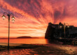 Aragonese castle red sunrise