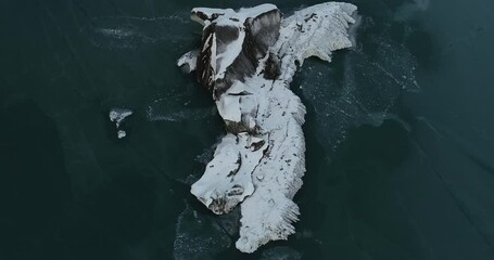 Sticker - Aerial footage of fossil glacier and lake  landscape in tibet, China