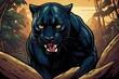 wild ravenous panther illustration