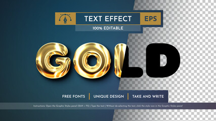 Wall Mural - Stylish Gold Editable Text Effect, Graphic Style