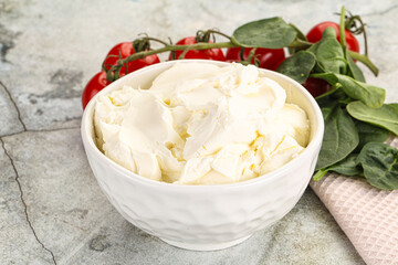 Wall Mural - Soft cream cheese in the bowl