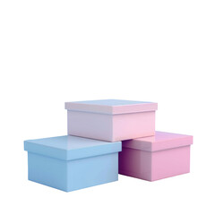 Poster - Three Boxes Stacked on Transparent Background