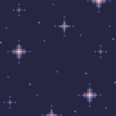 Poster - Pixel Art Style Glitter Stars Night Texture Background