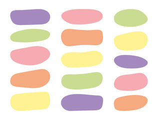 Poster - Colored spots substrate for Text and info. Multicolored blank quote Frames template collection in Doodle style. Hand drawn minimalist Textbox set. Empty speech box isolated on white background