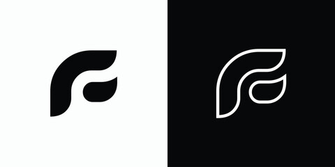 Poster - Curved initial F vector logo design with modern, simple, clean and abstract style.