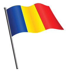 Wall Mural - romanian flag waving on flagpole