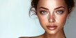 A stunning model with flawless skin and a radiant complexion is depicted in a captivating portrait highlighting the essence of beauty and emphasizing the importance of skincare, Generative AI