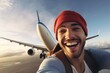 © kues1 - selfie portrait plane and travel concept