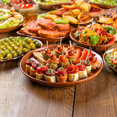 Wall Mural - Traditional Spanish tapas snack, appetizer