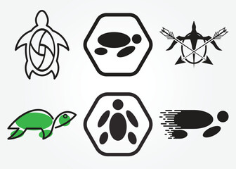 Wall Mural - set bundle Turtle logo vector with a minimalist concept