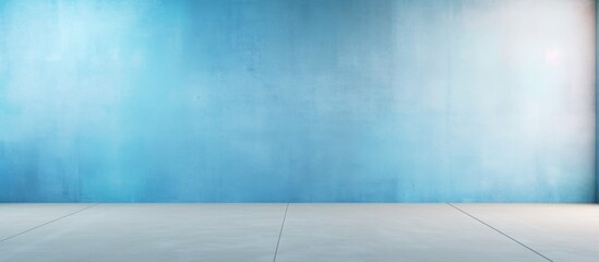 Poster - A simple interior with a blue wall contrasted against a clean white floor