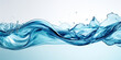 Splashing blue water waves on white background