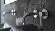 A detailed close-up of a stylish, wall-mounted bathroom faucet, showcasing modern aesthetics and high-quality craftsmanship