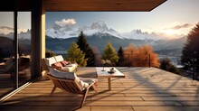 A Beautiful View Of The Mountains From A House With A Large Balc