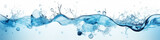 Fototapeta  - narrow panorama of bubbles in clear blue water background.