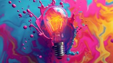 A Abstract Creative Vibrant Cartoon 3d Plastic Bulb Splashed With Vibrant, Abstract One Color 3d Creative Background