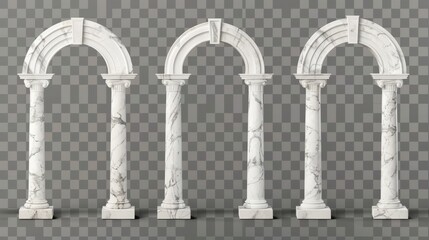 Wall Mural - Modern realistic illustration of ancient roman and greek architecture design elements, archway decoration for classic palace architecture.