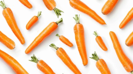 Wall Mural - Carrot pattern meticulously arranged on a pristine white background