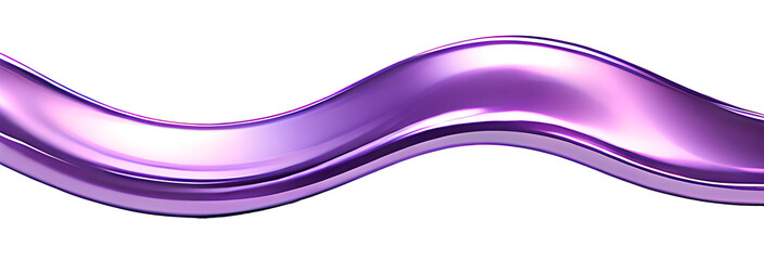 Abstract long purple wave shape in 3d style isolated on transparent background.