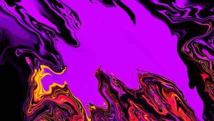 Wall Mural - Neon light red pink purple liquid wave on black background. Abstract backdrop. Glitch Art trippy digital wallpaper. Ultra violet color texture. Cyber space. NFT card. Climate Tech. Banner. Futuristic