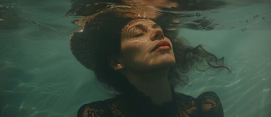 Canvas Print - Portrait of a beautiful woman underwater