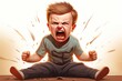 Angry irritated boy. Emotional portrait of an upset kid screaming in anger. Full of rage. Requirements for parents. Wrong perception. Hysterics.