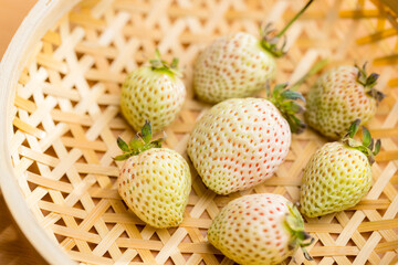 Sticker - White strawberry arranged on a basket